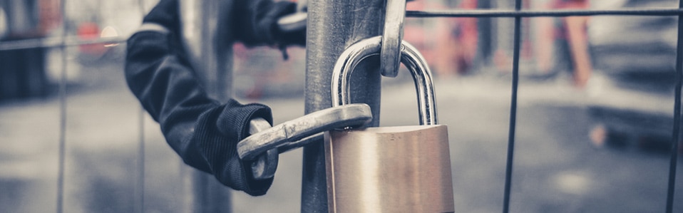 Padlocked closed building site